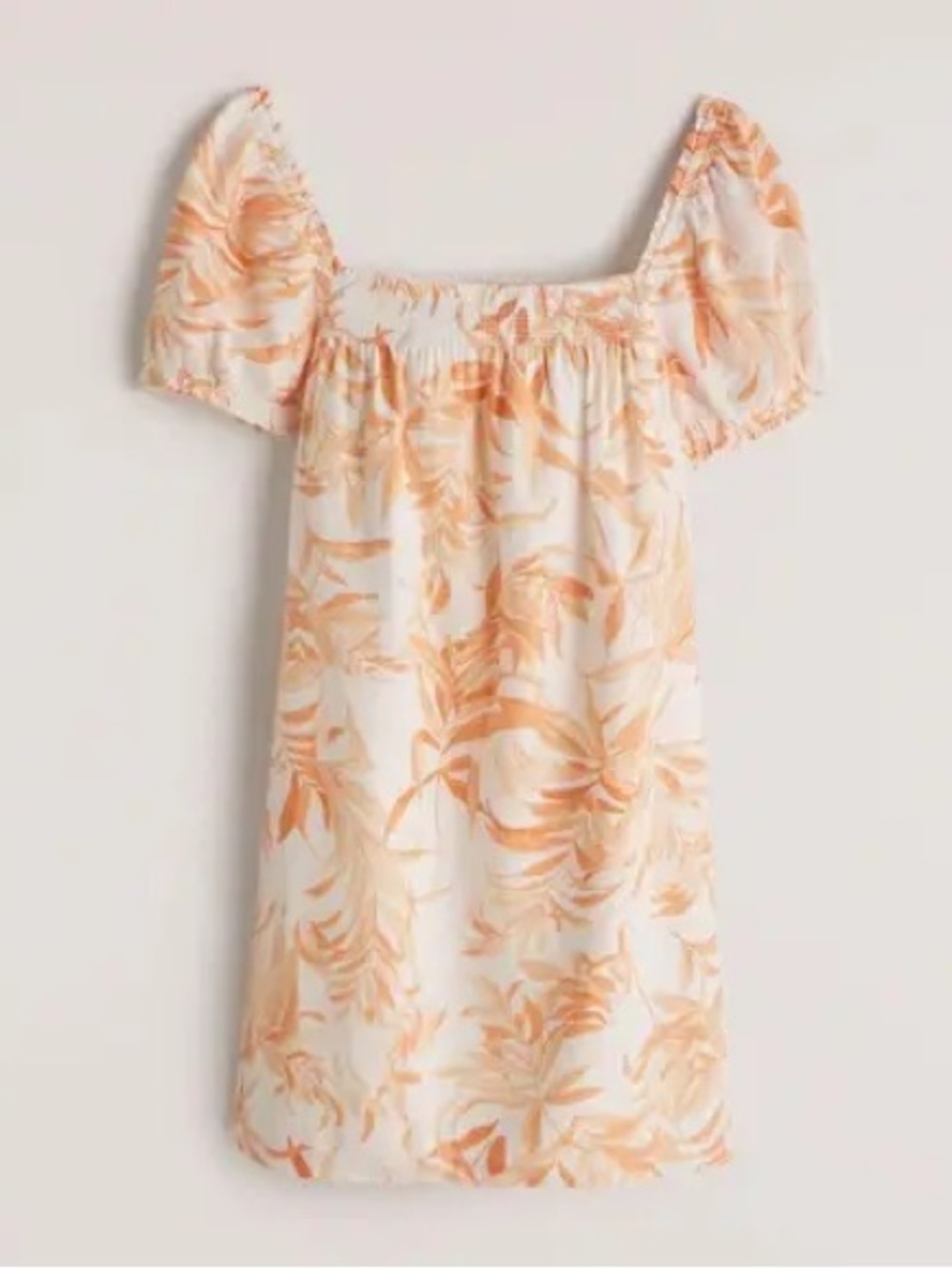 Abercrombie & Fitch Short Puff Sleeve Tropical Print Mini Dress Orange XL